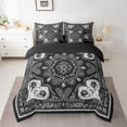 thumbnail image 2 of Homewish Vintage Damask Floral 7-Piece Bedding Comforter Set,Boho Style King Bedding Sets,White Black Bed Sheets For Adults,Breathable Bedroom Decorative Reversible, 2 of 8
