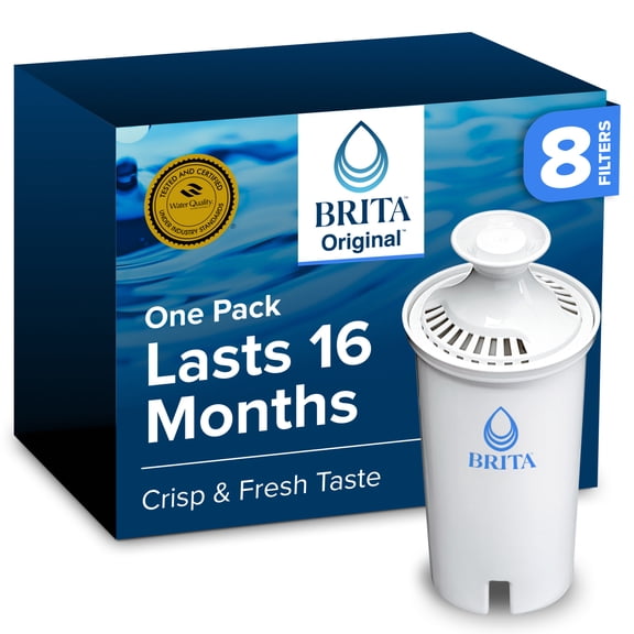 Brita BPA Free Standard Replacement Water Filter for Pitchers and Dispensers, 8 Pack