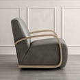 thumbnail image 6 of CHITA Swivel Accent Chair with U-shaped Wood Arm for Living Room Beedroom, Dark Gray Faux Leather&Gray Wood, 6 of 10