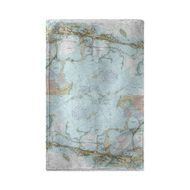 Betsy Drake BT11464L Key Largo, FL Nautical Map Beach Towel - 30 x 50 in.