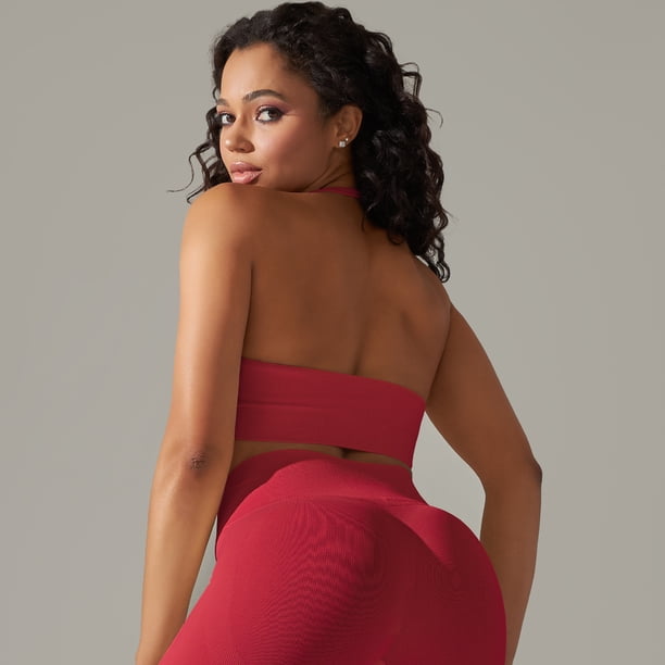 Ropa de yoga de cuatro piezas con alta elasticidad y espalda de belleza de color sólido, sujetador deportivo para correr, pantalones de yoga y fitness para mujer