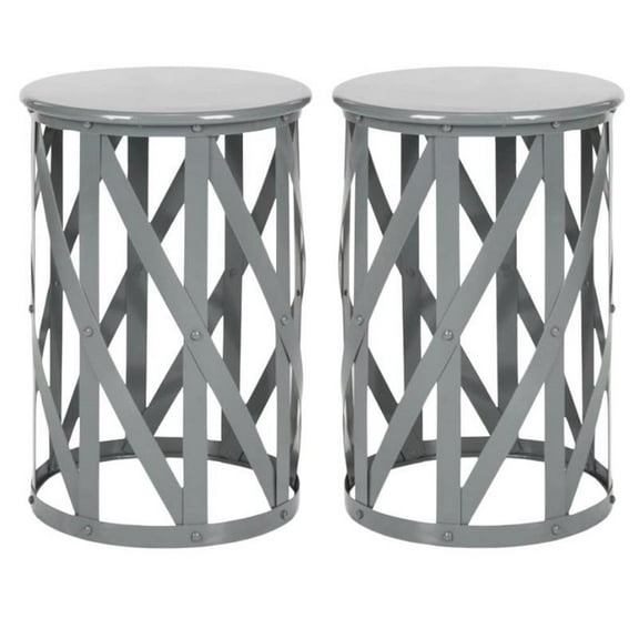 Home Square 20.7"H Bertram Iron Stool in Gray Finish- Set of 2
