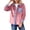 Pink, variant on Women's Velvet Denim Trim Shirt Long Sleeve Button Down Casual Blouse Contrast Chambray Collar Rolled Cuffs Shirts with Chest Pocket, Soft Velour blouses, Smart Casual Outerwear