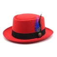 thumbnail image 3 of GDREDA Unisex Wool Fedora Hat Traditional Bavarian Style With Feather For Oktoberfest And Outdoor Festivities Hat Leopard Pattern, 3 of 3