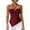 Wine, variant on Domzest Womens Asymmetrical Hem Halter Tank Top Slim Fit Blackless Metal Ring Front Ruched Top Summer Tie Up Cami Tank Brown L