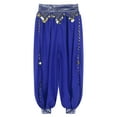 thumbnail image 5 of Ocealan Women Tribal Belly Dance Pants Chiffon Loose Harem Pants Bollywood Indian Lantern Pants Royal Blue One Size, 5 of 8