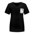 thumbnail image 4 of Jamicy Women' Tops, Tees & Shirts Gift for Women Women's Short Sleeve Printed Pachwork Pockets Blouse Tops Loose V Neck Shirts Short Sleeve Blouses with Pocket, 4 of 5