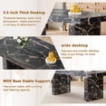 thumbnail image 6 of 7 Piece Modern Dining Table Set, 79" Luxurious Marble Pattern Dining Table with 6 Padded Dining Chairs and Curved Backrest for Kitchen, Light Gray, 6 of 8