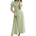 thumbnail image 3 of NSLGXD Plus Size Wrap Dresses for Women Dressy Casual Short Sleeve Party Maxi Dress Asymmetrical Elegant A Line Dress Green Dress,Size M-3XL, 3 of 5