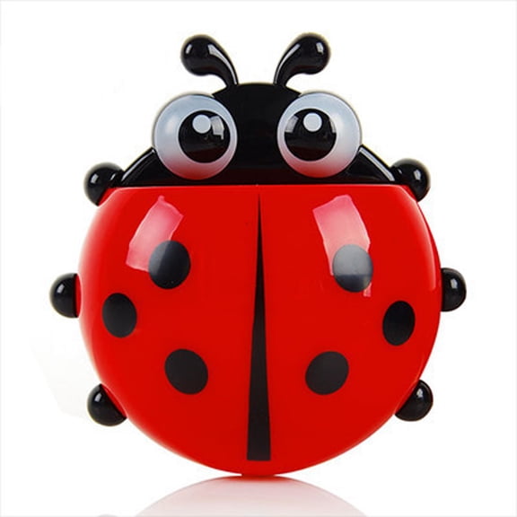 Cute Ladybug Toothbrush Holder with Strong Suction Cups No Drill Bathroom Organizer for Countertop Mirror Sink Holds Multiple Brushes and Toothpaste Easy Install