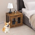 thumbnail image 6 of ZephyPaws Furniture Dog Crate with Tray for Small Dogs, Indoor Aesthetic Puppy Kennel Pet House Dog Cage with Door, Modern Decorative Wood Pretty Cute Fancy End Side Table Nightstand, Rustic Brown, 6 of 7