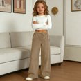 thumbnail image 4 of Women's Casual High-Waisted Wide-Leg Trousers with Smocked Waist and Loose Fit, 4 of 8