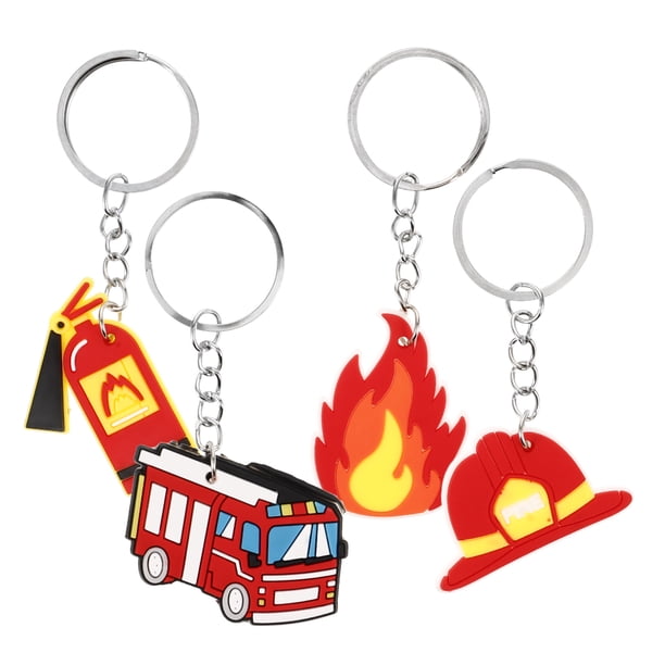 ColoMX 4 Uds llavero de bombero llavero de bombero bolsa de bombero colgante dije de bombero