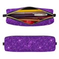 thumbnail image 2 of Disketp Purple Glitter Estuche de Lápices de Cuero con Cierre, Estuche Compacto para Papelería, Bolígrafos y Accesorios Pequeños, 2 of 7