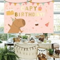 thumbnail image 2 of Pink Capy Theme Birthday Backdrop 3 x 5ft, Cartoon Capybara Background Poster for Girls Birthday Animals Party Hanging Decorations Indoor Outdoor, 2 of 6