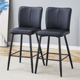 thumbnail image 5 of SUDICA Bar Stools Set of 2 Black PU Upholstered Chairs with Metal Legs for Kitchen Bar, 5 of 8