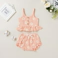 thumbnail image 3 of LMTODLFG Baby Boy Clothes Toddler Baby Girls Ruffles Floral Printed Suspenders Tops+Shorts Outfits Baby Boy Gifts Pink 3-4 Years, 3 of 8