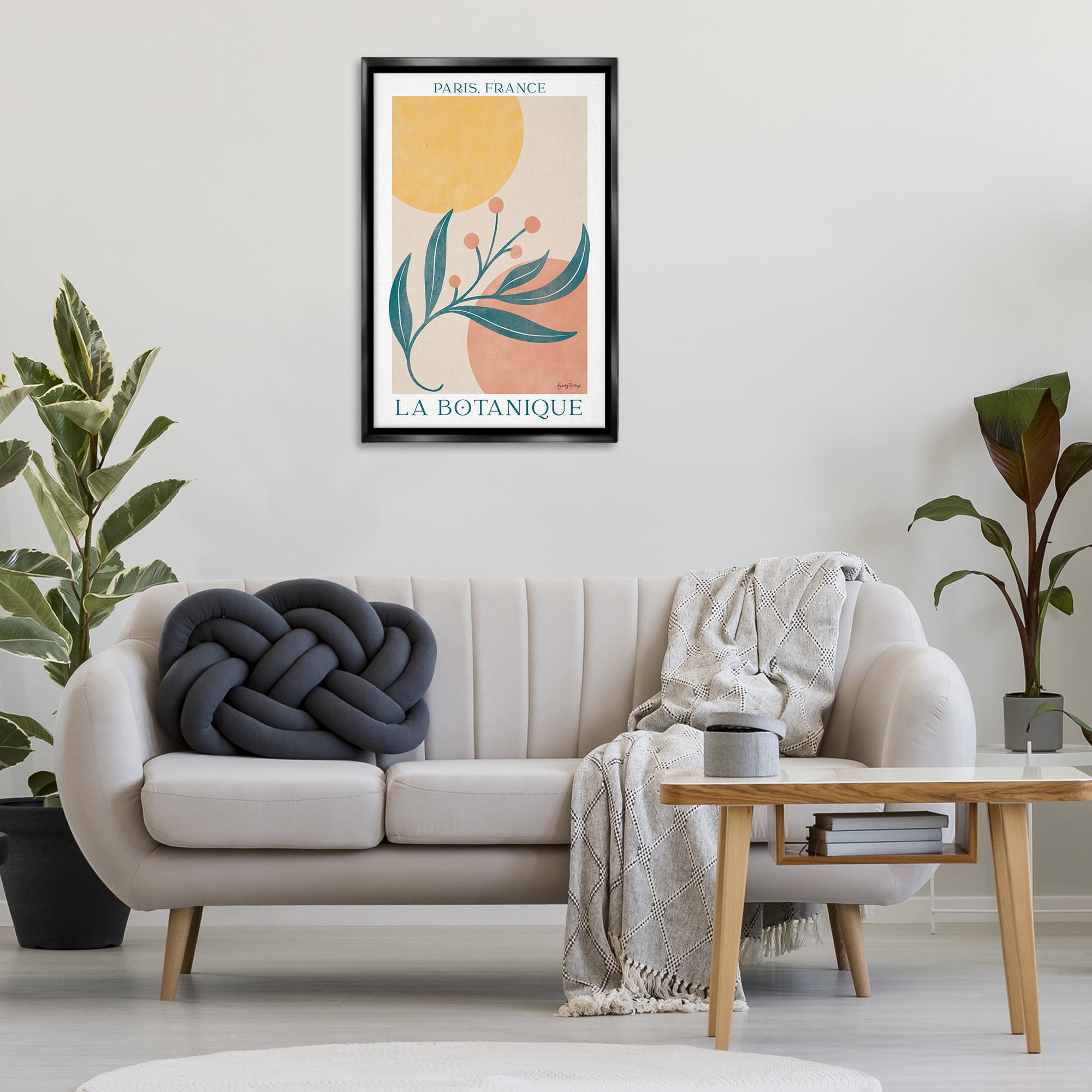Stupell Industries French Botanical Poster Botanical & Floral Painting Black Floater Framed Art Print Wall Art, 21 x 31
