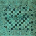thumbnail image 1 of Ahgly Company Machine Washable Indoor Square Oriental Turquoise Blue Industrial Area Rugs, 6' Square, 1 of 4
