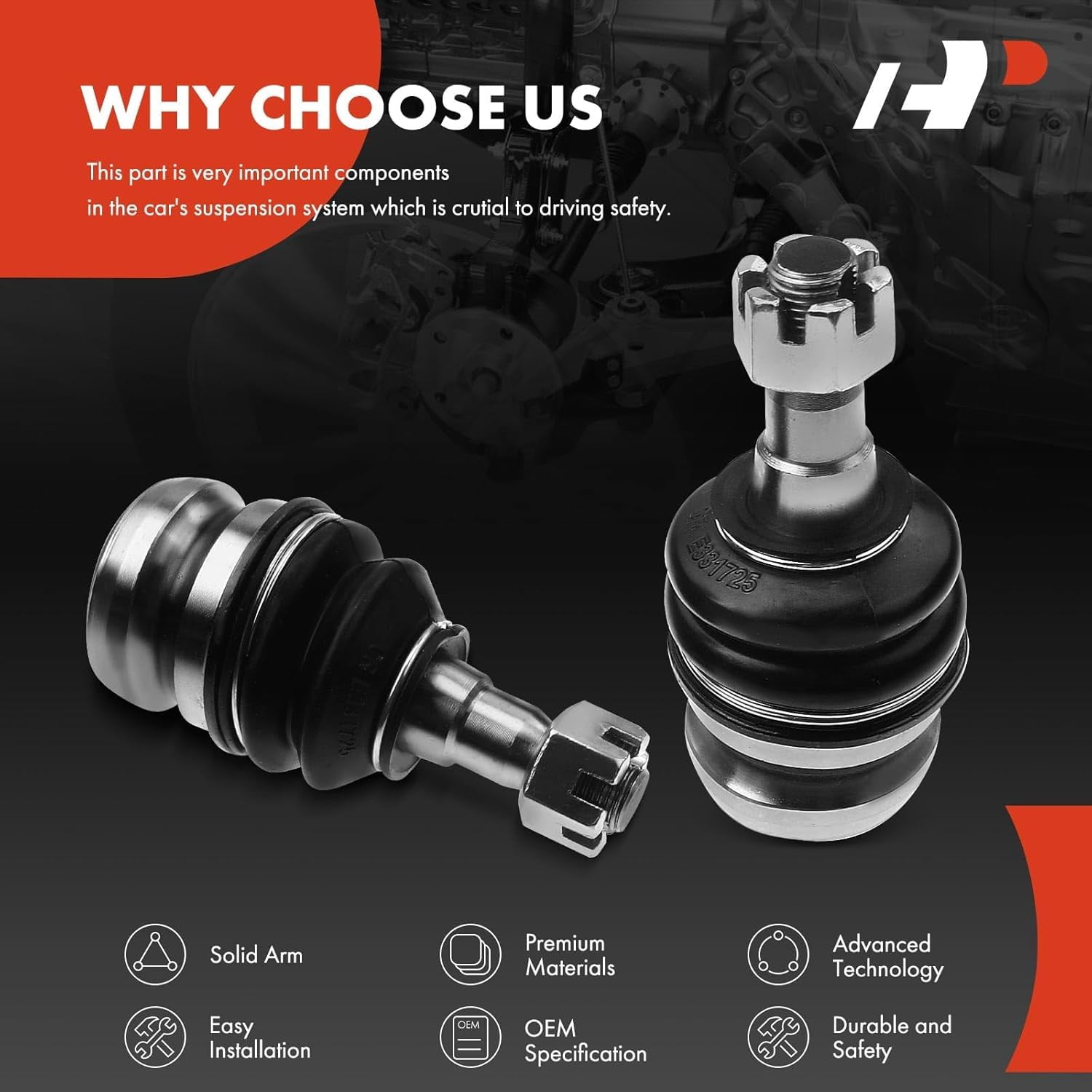 A-Premium 2PCS Front Lower Ball Joints Compatible with Subaru Outback 2000-2019 Forester Impreza Legacy WRX STI XT XV Crosstrek Baja Saab 9-2X Replace# K9513 20206AJ000