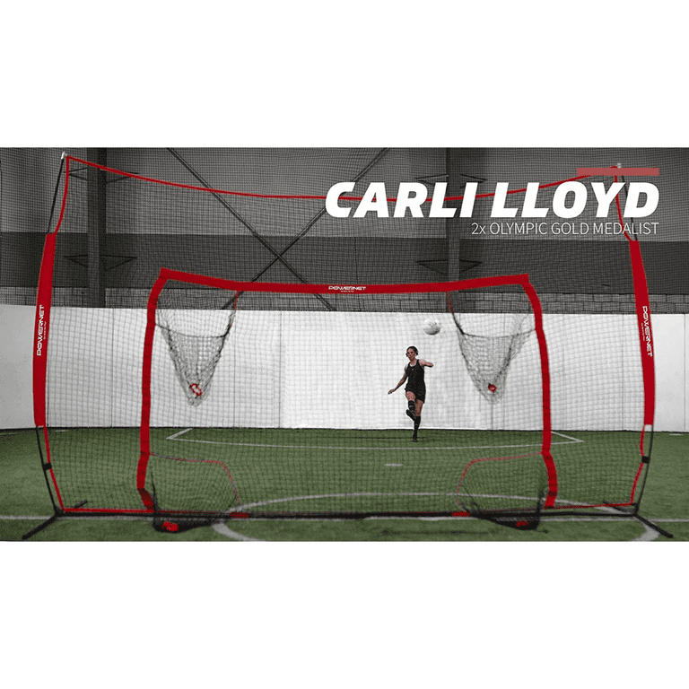 PowerNet 16x10 FT Soccer Training Goal Combo With Barrier Net & Target Pockets - Pop Up Accuracy Trainer
