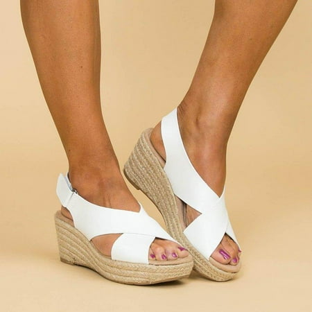 

Women s Wedge Platform Sandals Slingback Ankle Buckle Open Toe Summer Shoes