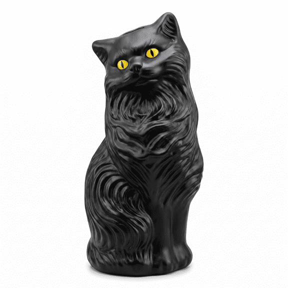 PMU Halloween Black Cat - Blow Mold Plastic Cat Statue - Perfect Décor for Halloween, Home, Yard, Lawn, Garden, Indoor and Outdoor - Best for Party Favors and Supplies - (Yellow Eyes) 17 Inch Pkg/1