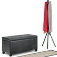 thumbnail image 1 of SIMPLIHOME Dover Banc Rectangulaire de Rangement à Dessus Relevable de 36 Pouces de Large en Similicuir Aéré Noir Vieilli Rembourré, Repose-Pieds Tabouret, Table Basse pour le Salon, la Chambre et la Chambre d'Enfant, 1 of 5