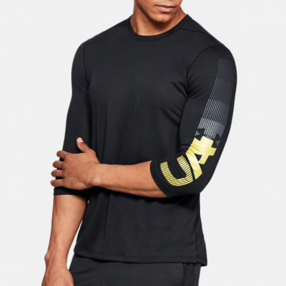 Under Armour Men's Threadborne Utility 3/4 Sleeve Gym T-Shirt New Black 