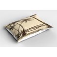 thumbnail image 2 of Ambesonne Tropical Pillow Sham 2 Pack, Hammock on Sandy Beach, 30"x20", Cream Dark Brown, 2 of 3