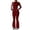 Wine #9, variant on WULMLEO Athletic Sets for Women Solid Color Zip Up Track Jacket And Flared Bell Bottom Pants Gym Yoga Workout Outfits Light Gray L