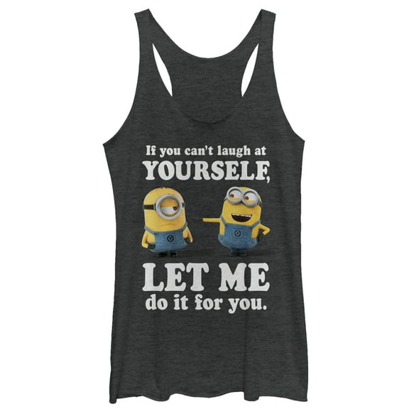 Women's Despicable Me Minion Laugh At You Racerback Tank Top Black Heather Small
