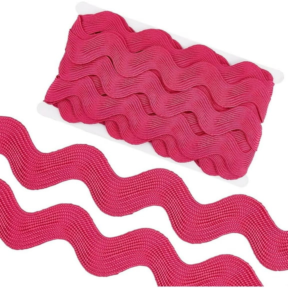 10 Yard 1.58 Inch Jumbo RIC Rac Lace Trim Rick Rack Wave Bending Fringe Trimming Ribbon Large Sewing Woven Fabric for Crafts Wrapping Wedding Cloth Party (Deep Pink)