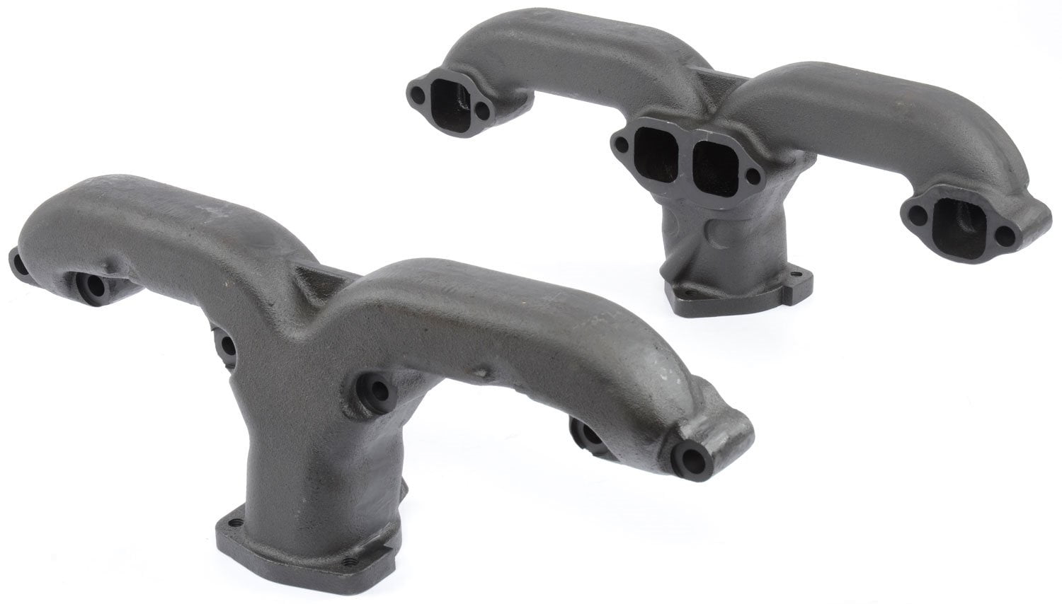 JEGS 30110 Cast Iron Rams Horn Style Exhaust Manifolds Fits Most Round