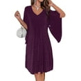 thumbnail image 3 of Robe Brillante pour Femmes Manches Chauve-Souris Robe Cocktail Robe Boîte de Nuit Pailletée Violette TG, 3 of 8