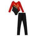 thumbnail image 3 of iEFiEL Kids Girls Figure Skating Dance Performance Outfit Long Sleeve Shiny Rhinestones Leotard with Leggings Gym Suit Red&Black 6, 3 of 5