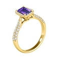 thumbnail image 4 of Mauli Jewels Rings for Women 3.46 Carat Diamond And Emerald Shaped Amethyst Ring pave 10K Yellow Gold, 4 of 7