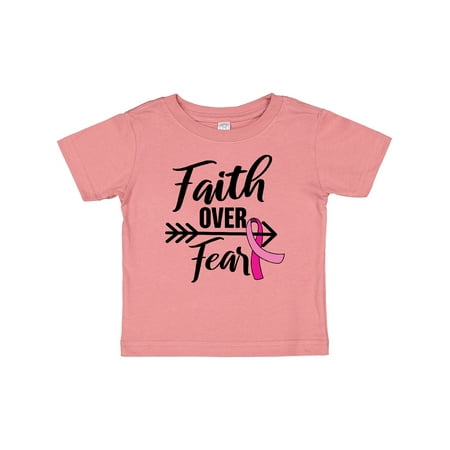 

Inktastic Breast Cancer Awareness Faith over Fear with Pink Ribbon and Arrow Gift Baby Girl T-Shirt
