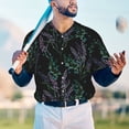 thumbnail image 5 of Lsque Lavender Flowers Pattern Mens Polo Golf Shirts Funny Graphics Shorts Sleeve Button Shirts Baseball T-shirt-3X-Large, 5 of 7