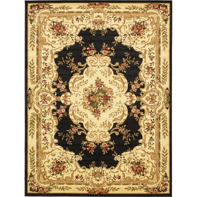 Unique Loom Versailles Medallion Motif Rug 9' x 12' Rectangle Black/Ivory