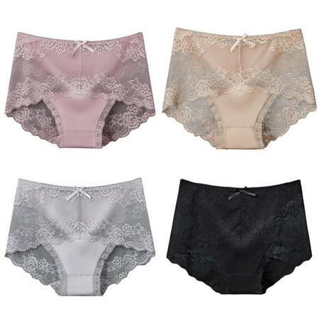 

Promotion!4PS Female Lace Underwear Lace Briefs Panties Seamless Bow Underwear Soft Lingerie Underwear Breathable Hollow Out Briefs