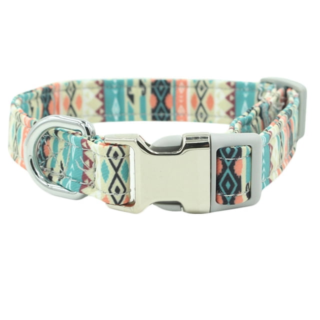 Collar para perro Dinheiro con hebilla de metal, collar ajustable con estampado floral Paisley verde