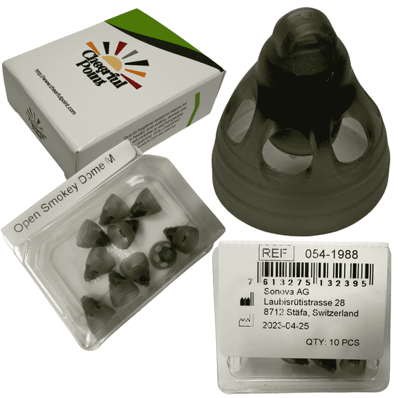Phonak Open Smokey Domes – Medium Size (M) – (054-1988) -10 Pack – Compatible with Marvel, Paradise, Lumity RIC Devices – Original Phonak Replacement Tips