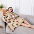thumbnail image 5 of Oversized Wearable Blanket Hoodie,Brown Mushroom Label Light Pattern Sherpa Blanket Hoodie with Super Pockets,Super Warm Fuzzy Pullover for Women & Men, 5 of 6