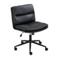 thumbnail image 3 of Glavbiku Adjustable Swivel Criss Cross Office Chair,Wide Armless Seat with Wheels,Vanity Chair,Black, 3 of 12