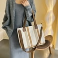thumbnail image 5 of JeashCHAT Canvas Striped Tote Bag for Women, Large Capacity Shoulder Bag Handbag, Ladies Fashionable Casual Crossbody Bag for Travel, Work, 5 of 9