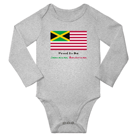 

Proud to be Jamaican American Baby Long Slevve Bodysuit Romper (Gray 6-12 Months)