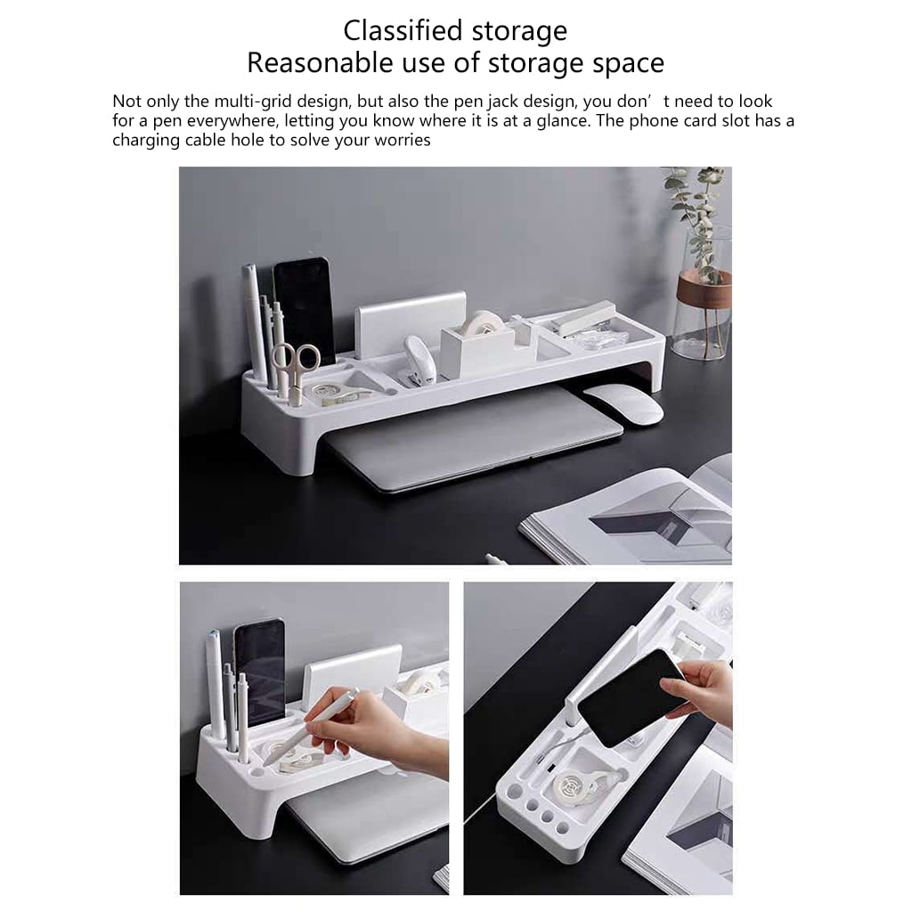Plastic Desk Organizer Home Office Desktop Table Stationery Holder Keyboard Rack