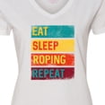 thumbnail image 4 of Inktastic Calf Roping Rodeo Eat Sleep Roping Repeat Women's V-Neck T-Shirt, 4 of 5
