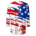 thumbnail image 4 of Womens 4th of July Outfit Red White and Blue Shirts Round Neck 3/4 Sleeve Tops American Flag Print Shirts Patriotic Blouses, 4 of 6